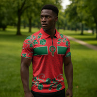 Custom Morocco Desert Rose Floral Zipper Polo Shirt Africa Women’s Football Champion Series 2026