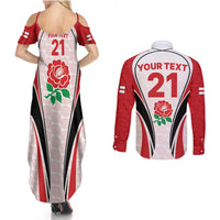 Custom England Rugby Couples Matching Summer Maxi Dress and Long Sleeve Button Shirts Come On Red Rose Word Cup 2023 LT9 - Wonder Print Shop