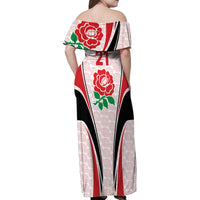 Custom England Rugby Family Matching Off Shoulder Maxi Dress and Hawaiian Shirt Come On Red Rose Word Cup 2023 LT9 - Wonder Print Shop