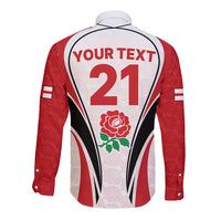 Custom England Rugby Long Sleeve Button Shirt Come On Red Rose Word Cup 2023 - Wonder Print Shop