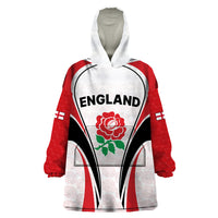 Custom England Rugby Wearable Blanket Hoodie Come On Red Rose Word Cup 2023 - Wonder Print Shop