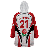 Custom England Rugby Wearable Blanket Hoodie Come On Red Rose Word Cup 2023 - Wonder Print Shop