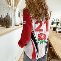 Custom England Rugby Women Casual Shirt Come On Red Rose Word Cup 2023 - Wonder Print Shop