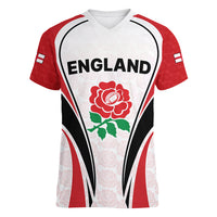 Custom England Rugby Women V Neck T Shirt Come On Red Rose Word Cup 2023 - Wonder Print Shop