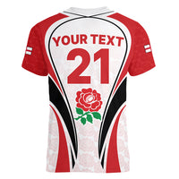 Custom England Rugby Women V Neck T Shirt Come On Red Rose Word Cup 2023 - Wonder Print Shop