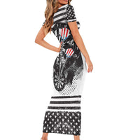 USA Darts Short Sleeve Bodycon Dress American Bald Eagle with Grunge Style - Wonder Print Shop