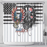 USA Darts Shower Curtain American Bald Eagle with Grunge Style