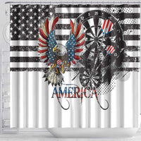 USA Darts Shower Curtain American Bald Eagle with Grunge Style