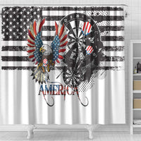 USA Darts Shower Curtain American Bald Eagle with Grunge Style