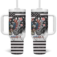 USA Darts Tumbler With Handle American Bald Eagle with Grunge Style - Wonder Print Shop