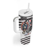 USA Darts Tumbler With Handle American Bald Eagle with Grunge Style - Wonder Print Shop