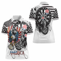 USA Darts Women Polo Shirt American Bald Eagle with Grunge Style - Wonder Print Shop