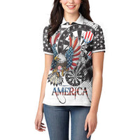 USA Darts Women Polo Shirt American Bald Eagle with Grunge Style - Wonder Print Shop