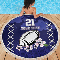 Custom Japan Rugby Pacific Beach Blanket Sakuras Rising Sun with Polynesian Pattern LT9 - Wonder Print Shop