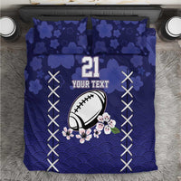Custom Japan Rugby Pacific Bedding Set Sakuras Rising Sun with Polynesian Pattern LT9 - Wonder Print Shop