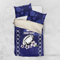 Custom Japan Rugby Pacific Bedding Set Sakuras Rising Sun with Polynesian Pattern LT9 - Wonder Print Shop