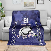 Custom Japan Rugby Pacific Blanket Sakuras Rising Sun wiht Polynesian Pattern