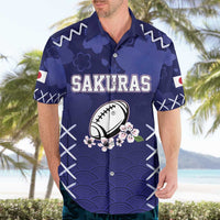 Custom Japan Rugby Pacific Hawaiian Shirt Sakuras Rising Sun with Polynesian Pattern - Wonder Print Shop