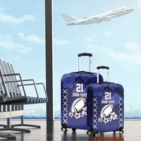 Custom Japan Rugby Pacific Luggage Cover Sakuras Rising Sun with Polynesian Pattern - Wonder Print Shop