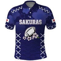 Custom Japan Rugby Pacific Polo Shirt Sakuras Rising Sun with Polynesian Pattern - Wonder Print Shop
