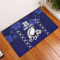 Custom Japan Rugby Pacific Rubber Doormat Sakuras Rising Sun with Polynesian Pattern - Wonder Print Shop