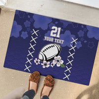 Custom Japan Rugby Pacific Rubber Doormat Sakuras Rising Sun with Polynesian Pattern - Wonder Print Shop