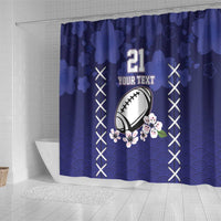 Custom Japan Rugby Pacific Shower Curtain Sakuras Rising Sun wiht Polynesian Pattern