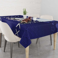 Custom Japan Rugby Pacific Tablecloth Sakuras Rising Sun with Polynesian Pattern - Wonder Print Shop