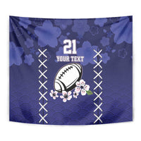 Custom Japan Rugby Pacific Tapestry Sakuras Rising Sun with Polynesian Pattern - Wonder Print Shop