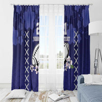 Custom Japan Rugby Pacific Window Curtain Sakuras Rising Sun with Polynesian Pattern - Wonder Print Shop