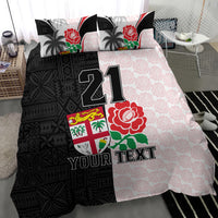 Custom Fiji England Rugby Bedding Set Tapa Pattern and Rose Flower World Cup 2023 LT9 - Wonder Print Shop