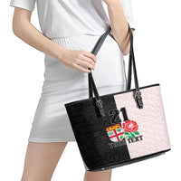 Custom Fiji England Rugby Leather Tote Bag Tapa Pattern and Rose Flower World Cup 2023 - Wonder Print Shop