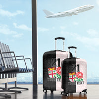 Custom Fiji England Rugby Luggage Cover Tapa Pattern and Rose Flower World Cup 2023 - Wonder Print Shop