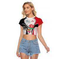 Custom Fiji England Rugby Raglan Cropped T Shirt Tapa Pattern and Rose Flower World Cup 2023 - Wonder Print Shop