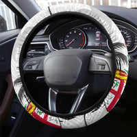 Fiji England Rugby Steering Wheel Cover Tapa Pattern and Rose Flower World Cup 2023 - Wonder Print Shop