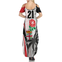 Custom Fiji England Rugby Summer Maxi Dress Tapa Pattern and Rose Flower World Cup 2023 - Wonder Print Shop