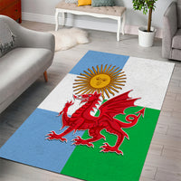 Wales Argentina Rugby Area Rug The Welsh Dragon and Sol De Mayo World Cup 2023 LT9 - Wonder Print Shop