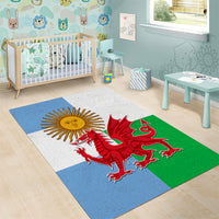 Wales Argentina Rugby Area Rug The Welsh Dragon and Sol De Mayo World Cup 2023 LT9 - Wonder Print Shop