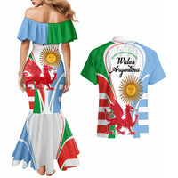 Wales Argentina Rugby Couples Matching Mermaid Dress and Hawaiian Shirt The Welsh Dragon and Sol De Mayo World Cup 2023 LT9 - Wonder Print Shop
