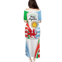 Wales Argentina Rugby Family Matching Puletasi Dress and Hawaiian Shirt The Welsh Dragon and Sol De Mayo World Cup 2023 - Wonder Print Shop