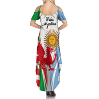 Wales Argentina Rugby Family Matching Summer Maxi Dress and Hawaiian Shirt The Welsh Dragon and Sol De Mayo World Cup 2023 - Wonder Print Shop