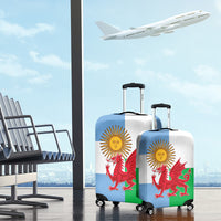 Wales Argentina Rugby Luggage Cover The Welsh Dragon and Sol De Mayo World Cup 2023 - Wonder Print Shop