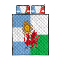 Wales Argentina Rugby Quilt Bed Set The Welsh Dragon and Sol De Mayo World Cup 2023 - Wonder Print Shop