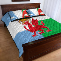 Wales Argentina Rugby Quilt Bed Set The Welsh Dragon and Sol De Mayo World Cup 2023 - Wonder Print Shop