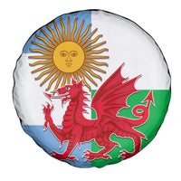 Wales Argentina Rugby Spare Tire Cover The Welsh Dragon and Sol De Mayo World Cup 2023 - Wonder Print Shop