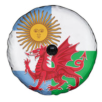 Wales Argentina Rugby Spare Tire Cover The Welsh Dragon and Sol De Mayo World Cup 2023 - Wonder Print Shop