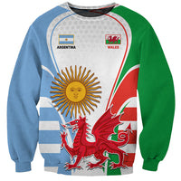 Wales Argentina Rugby Sweatshirt The Welsh Dragon and Sol De Mayo World Cup 2023 - Wonder Print Shop