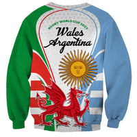 Wales Argentina Rugby Sweatshirt The Welsh Dragon and Sol De Mayo World Cup 2023 - Wonder Print Shop