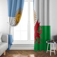 Wales Argentina Rugby Window Curtain The Welsh Dragon and Sol De Mayo World Cup 2023 - Wonder Print Shop