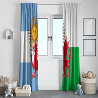 Wales Argentina Rugby Window Curtain The Welsh Dragon and Sol De Mayo World Cup 2023 - Wonder Print Shop